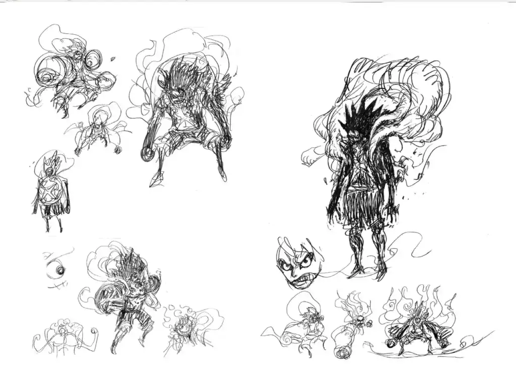 The Intimidating Original Vision for Luffy Gear 4 Snakeman Gachiakuta Style